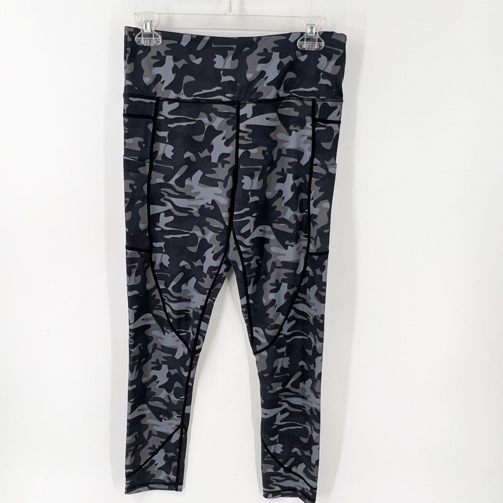 ✅ Zyia Women's Size Small Blue Camo Light n Tight Leggings Pockets 20" SIZE 8-10